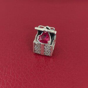Sparkling Gift Box Charm Sterling Silver